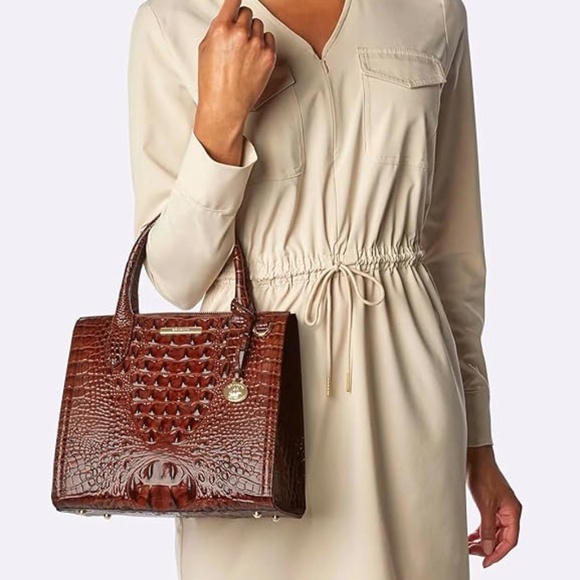 Brahmin Small Caroline Leather Satchel - Ivory Flashback - Picture 7 of 8